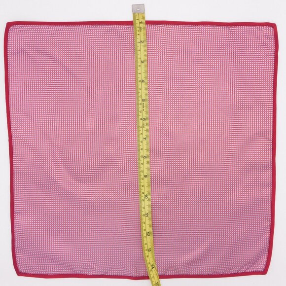 CMI Red w/Light Blue Circles Silk Pocket Square | Seamed Edges | 13.5" | EUC - Picture 4 of 9